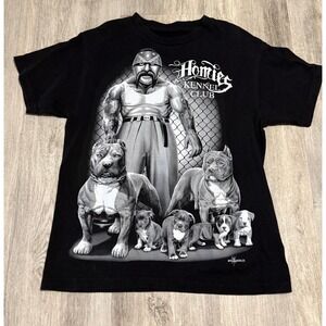 Homies Kennel Club Graphic T-Shirt David Gonzales Pitbull Black Mens Small